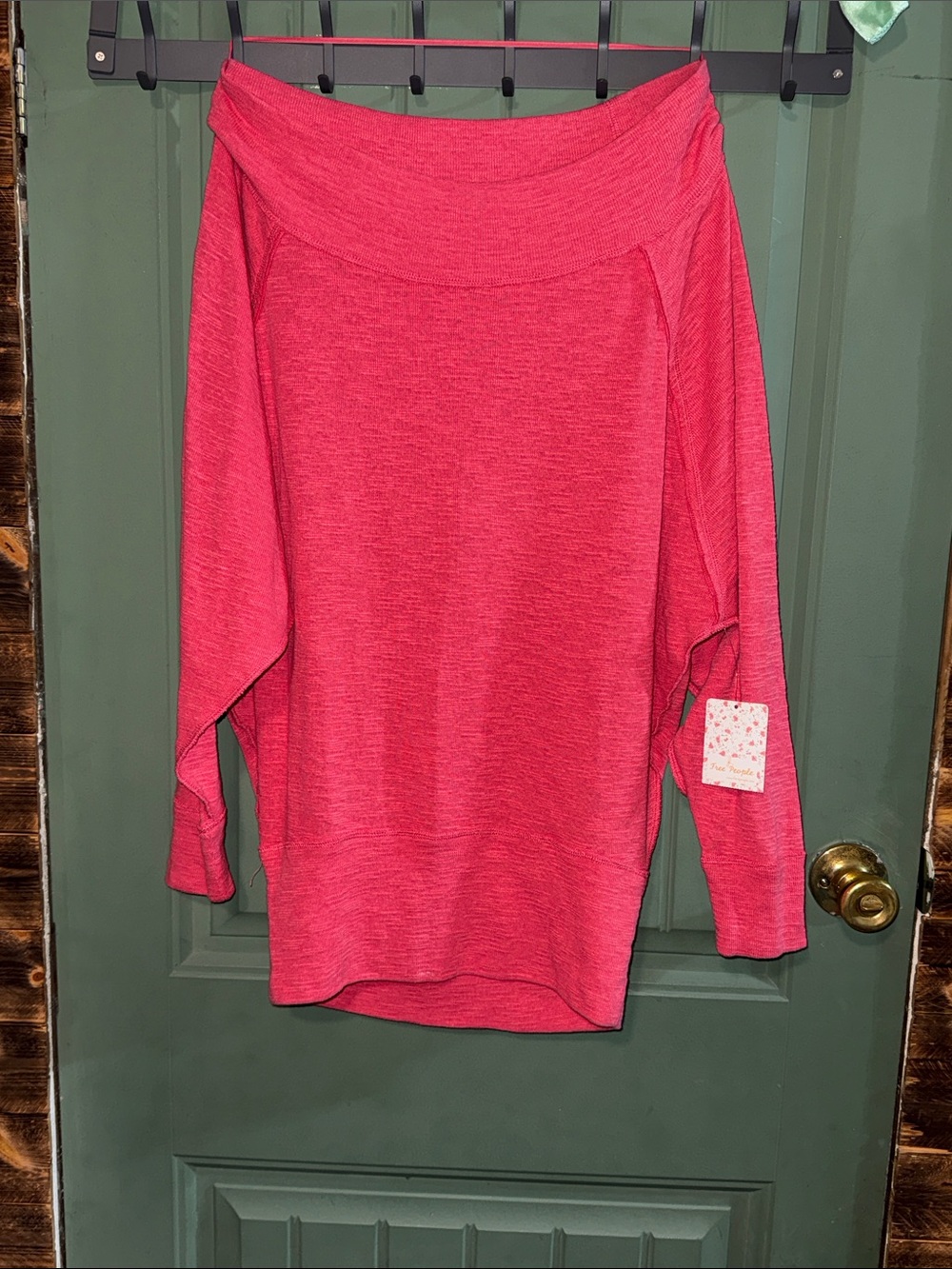 Free People Off-Shoulder Raspberry Pink Pullover